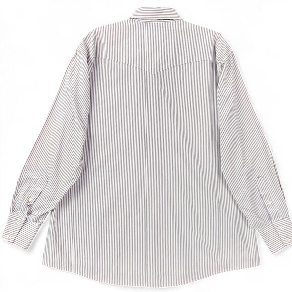 VTG Longhorn Western Shirt Mens 2XL White Purple Stripe Button Front Long Sleeve - Picture 2 of 6